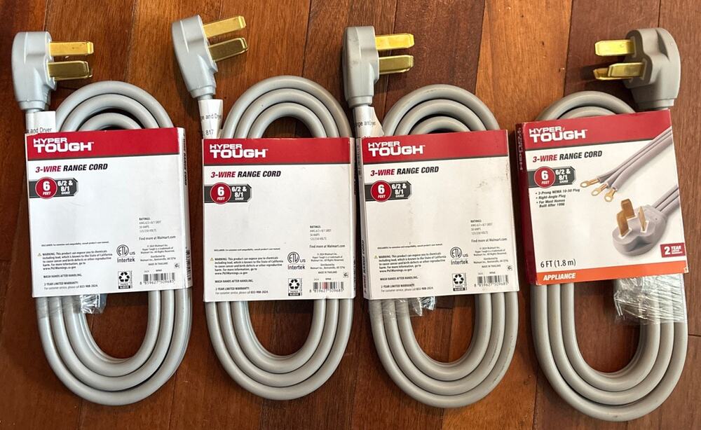 Hyper Tough 3-wire Range Cord 6 Ft 6/2 & 8/1 Gauge Washer Dryer Appliances Lot